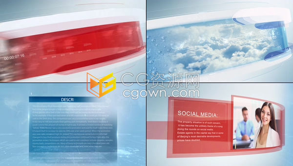 科技感三维玻璃透明质感传动栏字幕条图形元素在线新闻电视栏目包装-AE模板