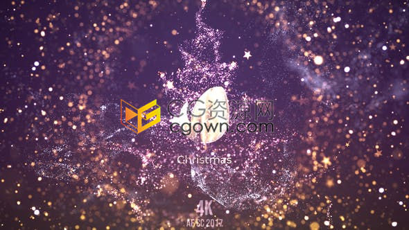 4K閃光魔法粒子背景黃金標志LOGO節(jié)日片頭圣誕新年金色標題動畫-AE模板