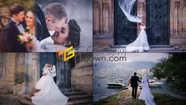 光效组合简单浪漫婚礼照片视频展示相册模板-AE模板免费下载