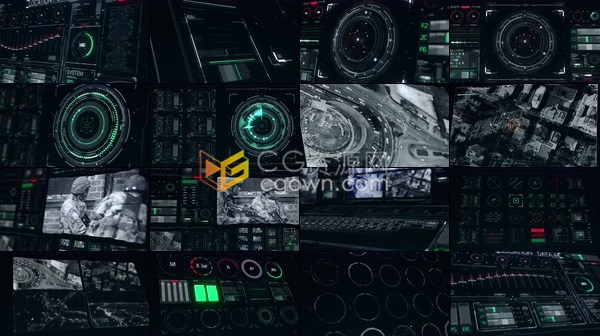 GUI图形HUD用户界面中情局间谍军事行动高技术屏幕元素动画-AE模板下载