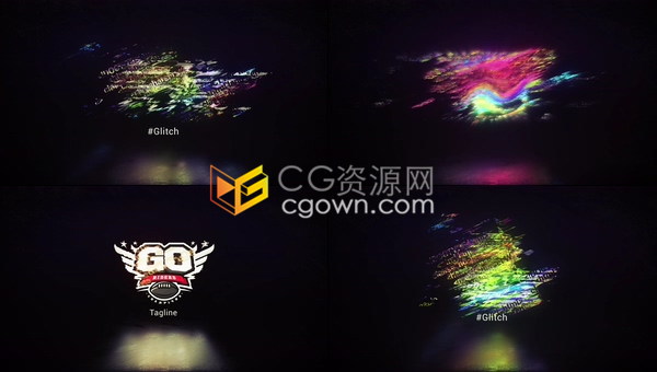 画面故障干扰信号Glitch霓虹灯字幕LOGO游戏标志片头-AE模板下载