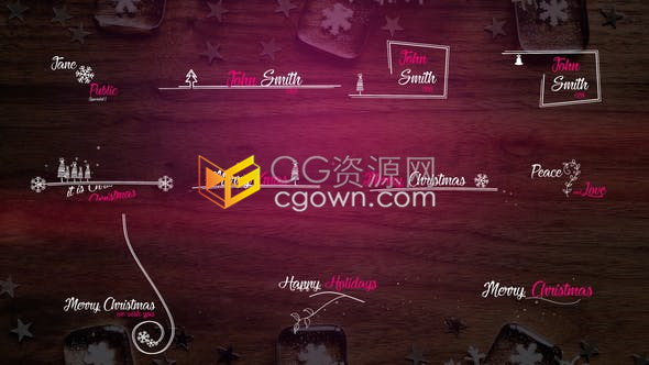 14種創(chuàng)意裝飾元素圖形動畫Christmas圣誕節(jié)視頻字幕文字標題效果制作-AE模板下載