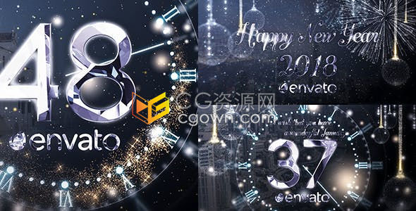 魔法粒子節(jié)日慶?；顒觾?yōu)雅鉆石時鐘新年倒計時-AE模板下載