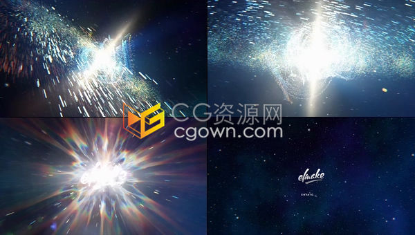 大气太空背景浩瀚宇宙强光能量汇聚爆炸演绎标志LOGO片头-AE模板下载