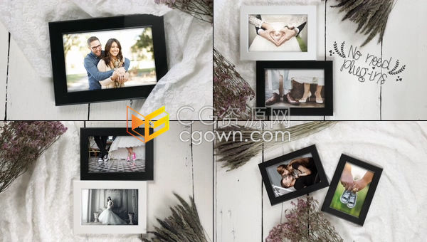 多场景展示纯洁优雅婚礼家庭电子相册时尚作品视频相册-AE模板免费下载