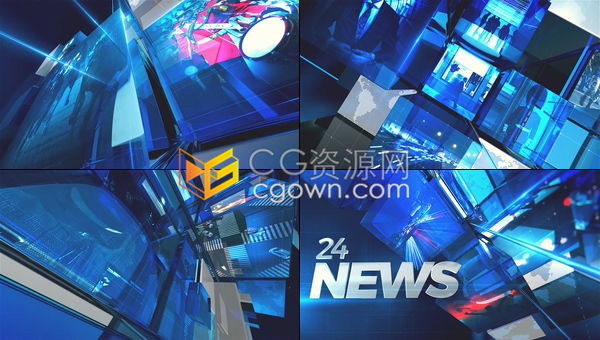 现代3D新闻频道包装介绍图形元素新闻24小时栏目片头-AE模板下载