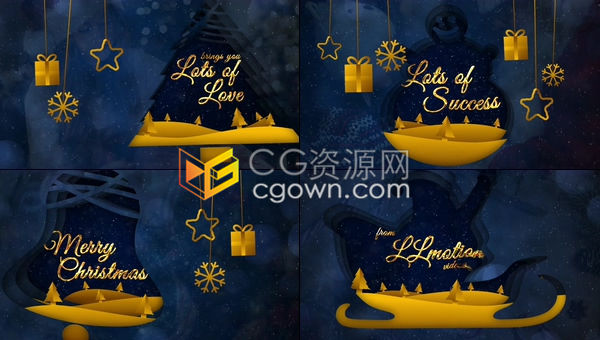 公司节日问候视差效果圣诞节元素符号制作圣诞贺卡视频动画-AE模板下载