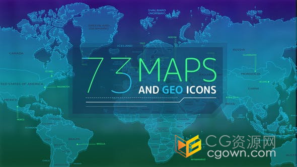 73个地图和地理图标元素4K分辨率创建公司企业视频地理动画图标构图-AE模板
