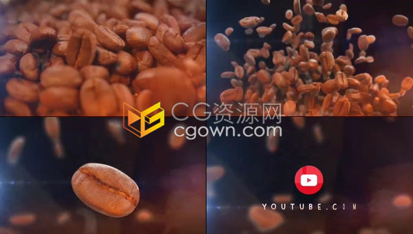 咖啡豆蹦起揭示LOGO标志动画咖啡厅餐馆宣传片头-AE模板下载