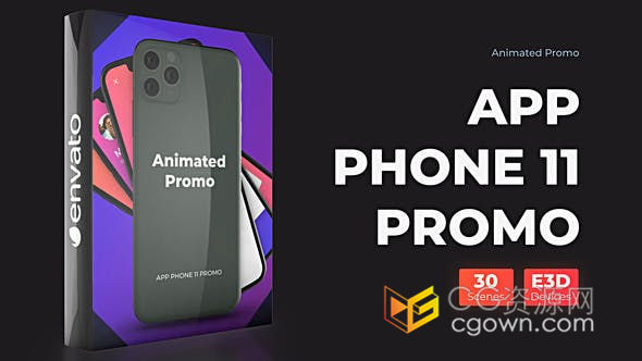 Phone 11 Pro Max模型样机演示动画手机移动应用应用程序广告网络视频宣传-AE模板