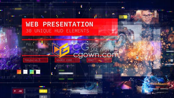 HUD現(xiàn)代高科技界面數(shù)字視差3D科幻故障演示智能手機(jī)通訊宣傳-AE模板