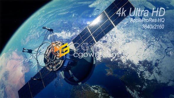 通信卫星绕地球动画4K超高清视频素材免费下载
