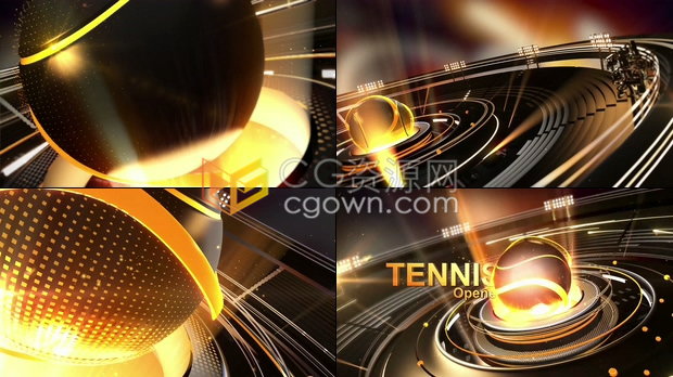 三维转动网球动画演绎球赛片头运动游戏竞技体育电视栏目包装开场-AE模板下载