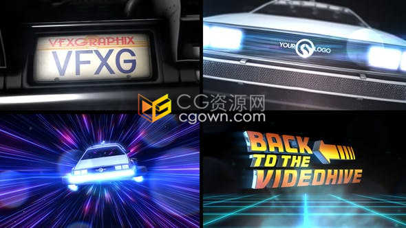 Element 3D制作老款汽車三維文字動畫LOGO視頻片頭演繹效果-AE模板下載