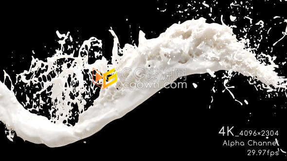 白色牛奶奶油飲料流體水特效4K視頻素材帶Alpha透明通道效果