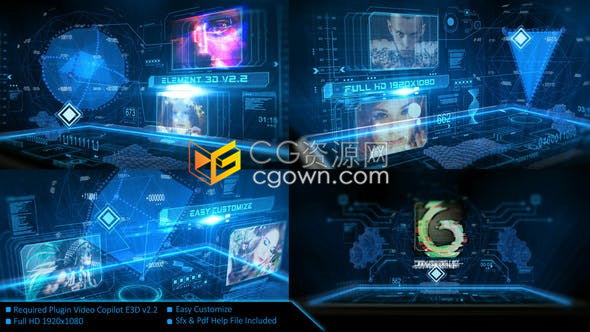 AE模板下載E3D制作數(shù)字信息全息故障介紹高科技公司宣傳視頻片頭
