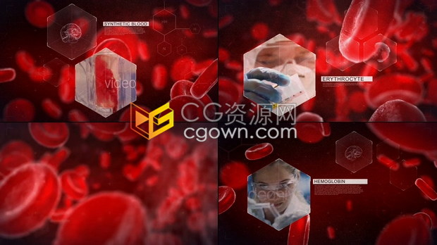 生物医学细胞血液分子遗传科学动画背景演示健康医疗宣传片头-AE模板下载