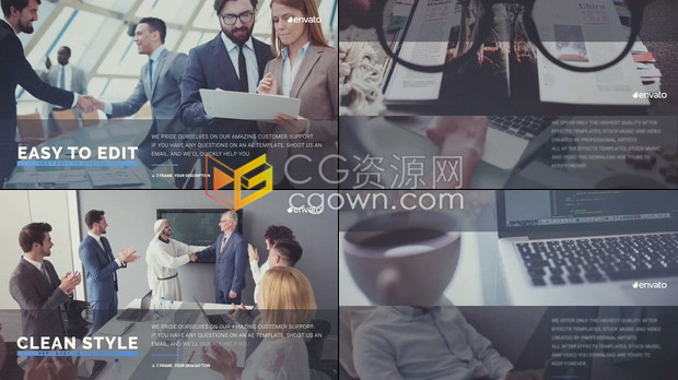 非常通用的企业宣传幻灯片现代优雅简洁商务演示视频-AE模板下载