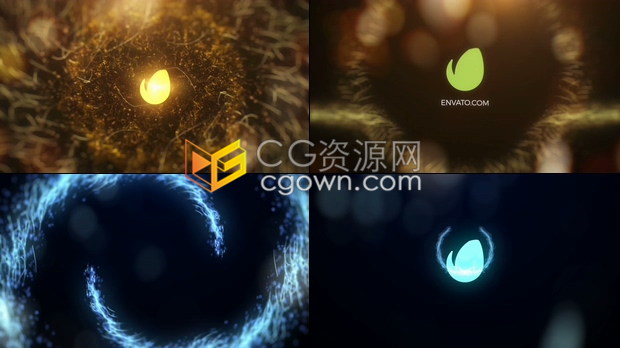 黃金粒子生成旋轉(zhuǎn)路徑動(dòng)畫揭示節(jié)日標(biāo)志品牌LOGO片頭-AE模板下載