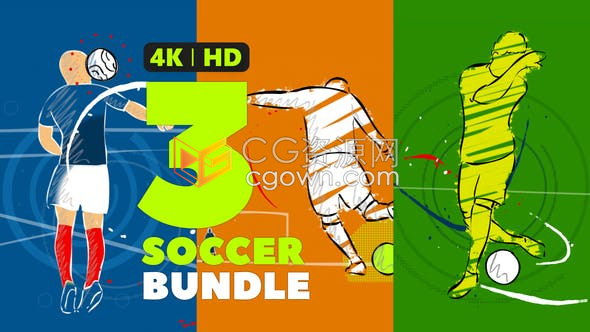 4K足球体育运动开场动画2022世界杯欧冠赛事手绘艺术风格宣传片头-AE模板下载