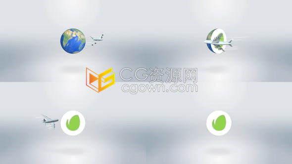 世界旅行快速地球转动演变LOGO航空公司标志片头-AE模板下载