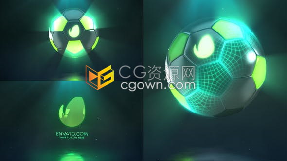 高科技足球發(fā)光數(shù)碼科技感霓虹燈破碎特效LOGO視頻片頭-AE模板免費(fèi)下載