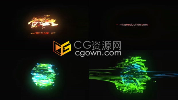 抽象毛刺故障數(shù)字閃光FX霓虹燈元素?cái)?shù)碼動(dòng)漫標(biāo)志LOGO片頭-AE模板下載