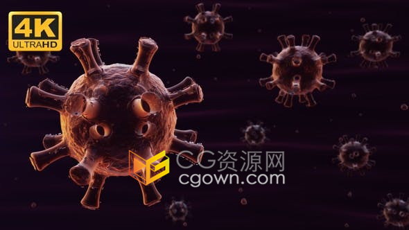 深色背景展示4K新型冠状病毒细菌漂浮动态影像视频