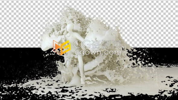 模擬流動水舞蹈人動畫粘性牛奶飛濺特效視頻素材帶透明通道效果