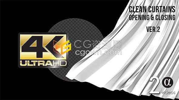 4K分辨率視頻素材劇院舞臺窗簾幕簾拉開關(guān)閉動畫效果帶Alpha透明通道