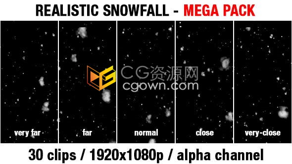 30種效果制作降雪冬天雪花飄落效果視頻素材帶透明通道效果