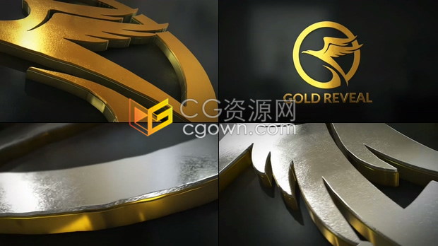 E3D插件制作三維金色材質(zhì)LOGO金屬動畫視頻帶2種效果-AE模板