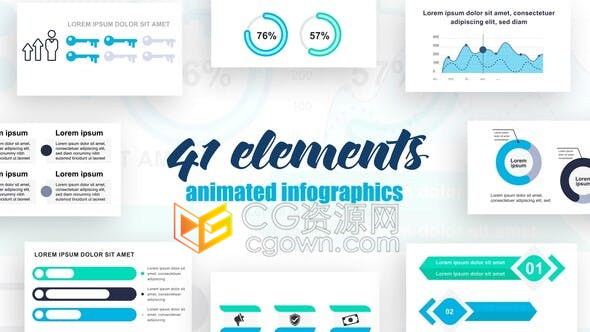 AE模板40個(gè)圖表元素企業(yè)方案分析統(tǒng)計(jì)Infographics圖形動(dòng)畫(huà)視頻