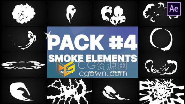 FX卡通图形动画AE模板下载12种效果白色烟雾流体MG动画素材