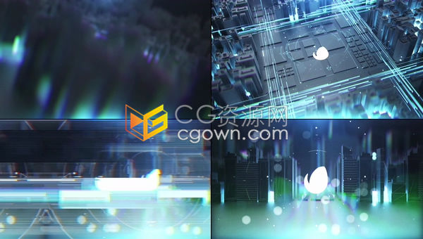 高科技3d城市環(huán)境發(fā)光交通線史詩數(shù)字城市標(biāo)志LOGO動(dòng)畫-AE模板