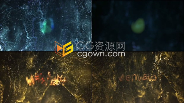 闪光流体金色粒子VFX华丽效果LOGO动画视频片头制作-AE模板下载