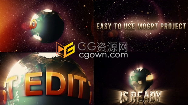 復(fù)古發(fā)光地球旋轉(zhuǎn)3D文字動(dòng)畫(huà)效果視頻片頭制作-PR模板免費(fèi)下載