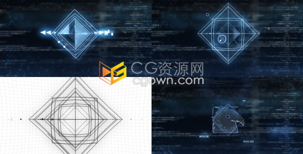 AE模板数据加载代码背景高科技网格动画宣传片头LOGO视频