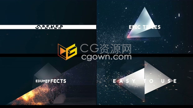 AE模板-火花火星粒子冲击创意几何图形揭示游戏电影音乐宣传4K标题预告片