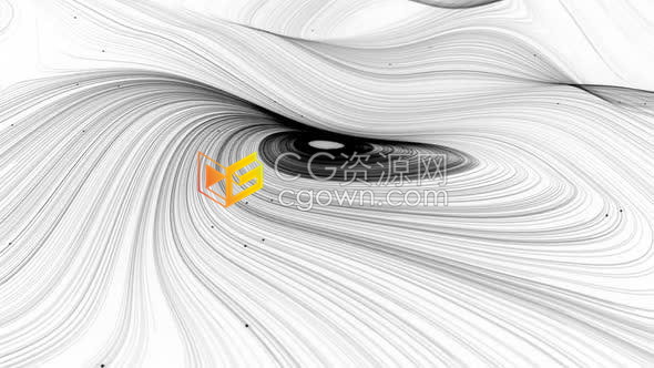 视频素材-粒子线黑白色流动漩涡轻盈空间感科技抽象背景动画