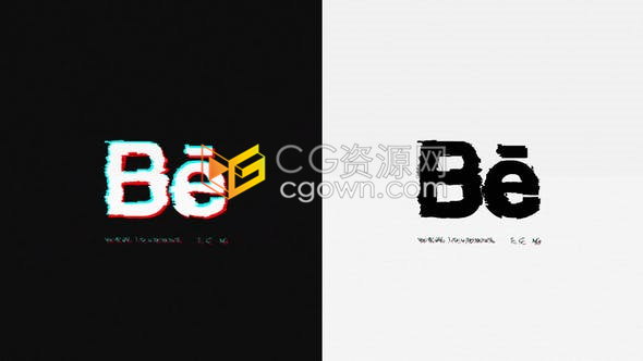 AE模板獨(dú)特故障毛刺效果RGB分割數(shù)字失真特效文字LOGO片頭