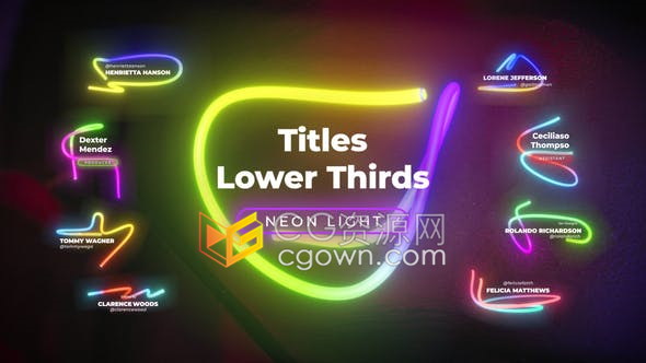 FCPX插件第三套霓虹灯文字标题彩色生长灯管视频字幕9种效果动画