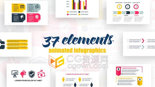 AE模板37組Infographics企業(yè)營(yíng)銷(xiāo)業(yè)績(jī)數(shù)據(jù)圖表動(dòng)畫(huà)公司統(tǒng)計(jì)分析介紹圖形