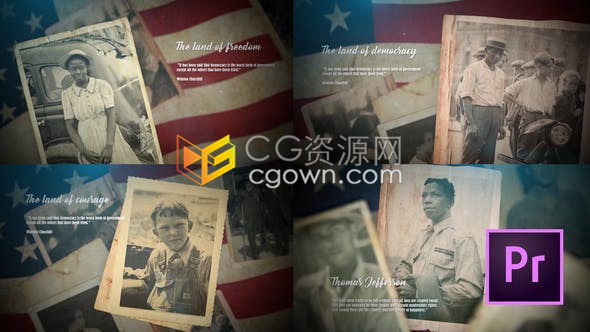 PR模板复古老式照片展示爱国励志视频相册制作历史纪录片纪念馆学校教学影片