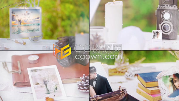AE模板-结合自然场景制作婚礼照片专辑美好回忆视频相册