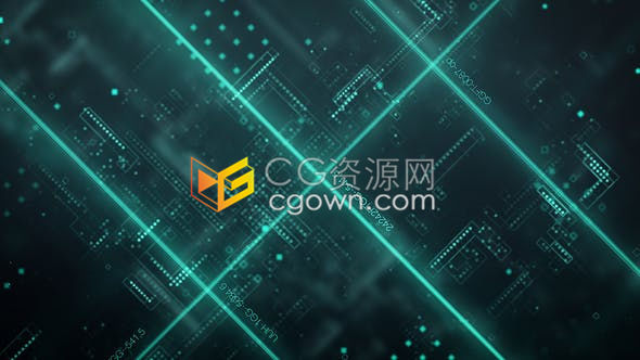 AE模板-發(fā)光線條繪制網(wǎng)絡(luò)軌跡動畫形成數(shù)字科技網(wǎng)絡(luò)公司標(biāo)志片頭