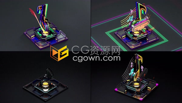 AE模板-音樂開場白霓虹燈風(fēng)格3D揚(yáng)聲器音樂盒動(dòng)畫時(shí)尚派對舞蹈俱樂部開幕片頭