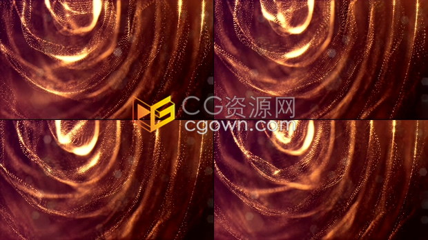 视频素材圆环波浪动画金色粒子景深效果动态背景素材