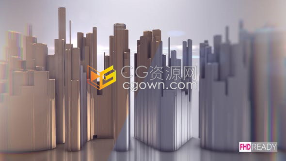 AE模板-破碎LOGO三維擠壓像建筑場面動畫金屬標志視頻片頭E3D制作