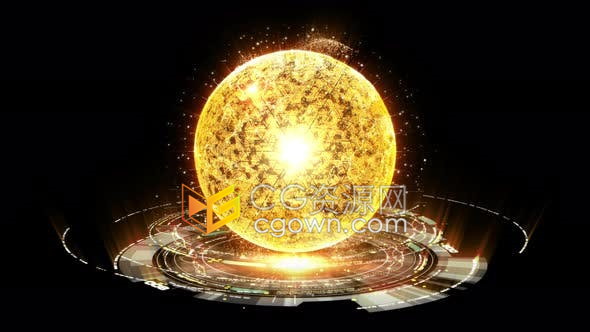 4K視頻素材-數(shù)字全息圖HUD核聚變能量模擬器遙測信息顯示圖形動畫